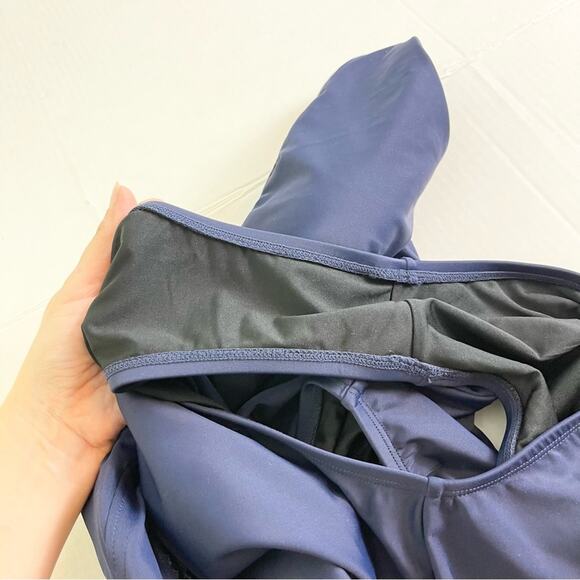 Swimsuits For All One Piece Lattice Plunge Swimsuit woman's size 18 Navy Blue - Picture 10 of 11